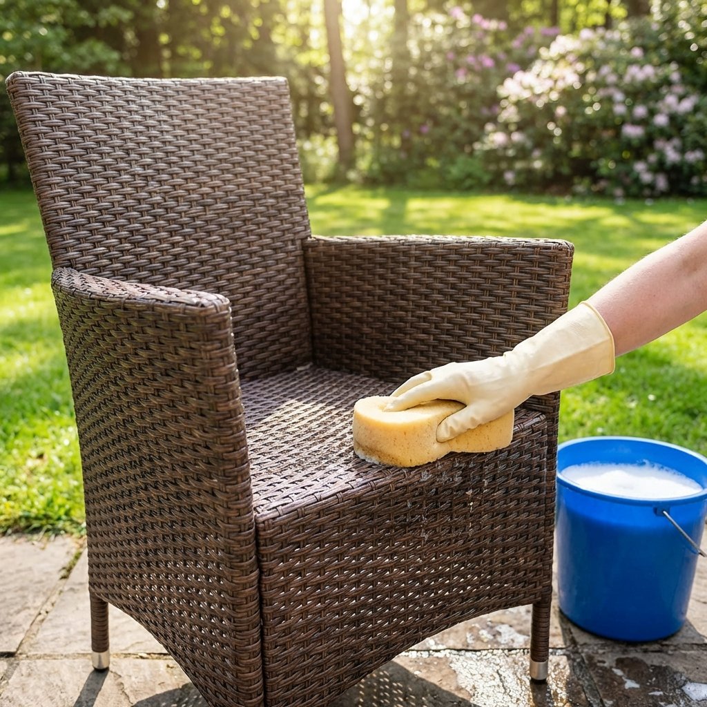 Rattan bahçe sandalyesi temizliği