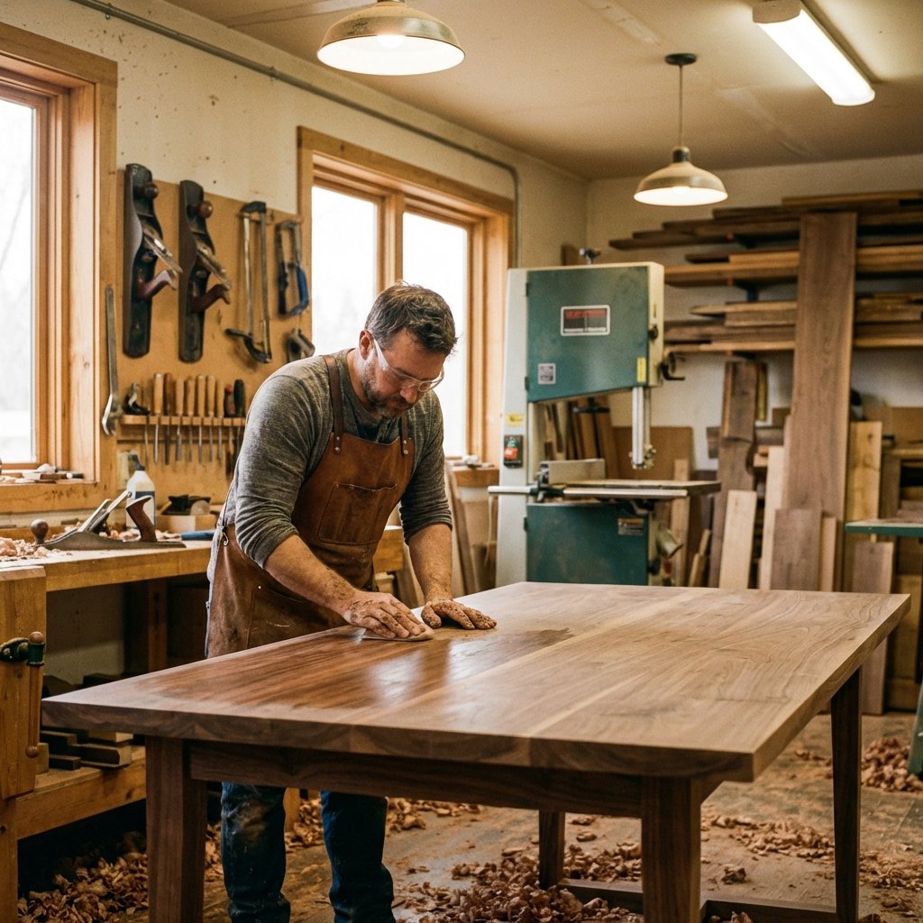 Mobilya atölyesinde üretim yapan usta